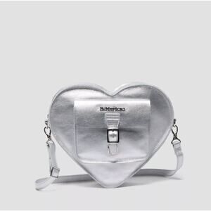 Dr. Martens Milled Metallic Silver Heart Coated Leather Backpack Purse